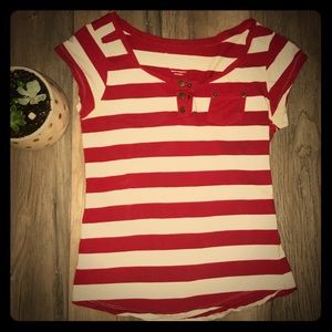 Red and white striped t-shirt