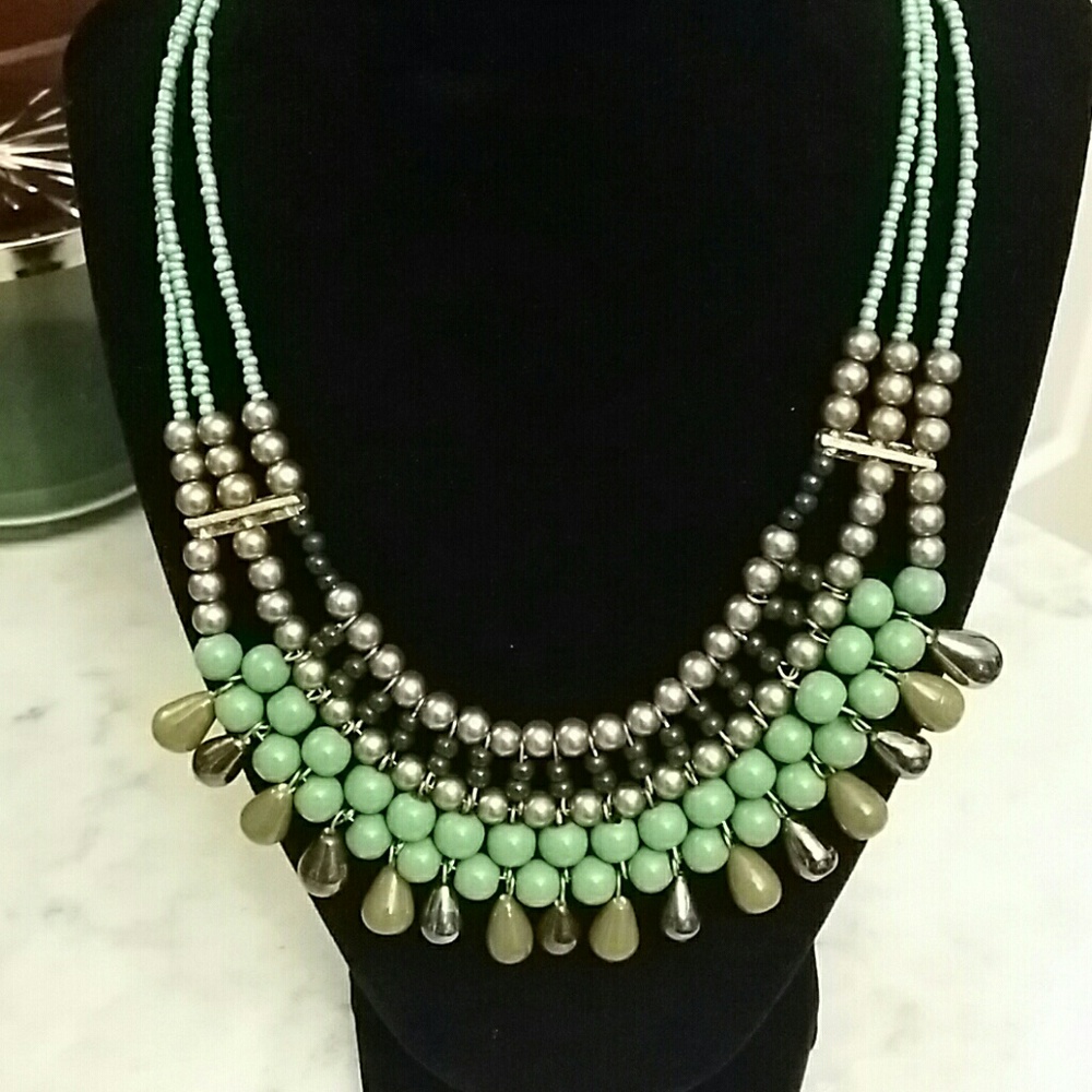 Beaded turquoise statement necklace