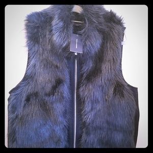 Tommy Hilfiger Navy Blue Faux Fur Vest