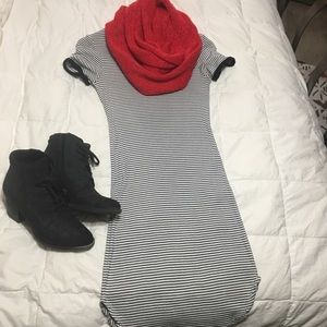 black and white striped dress