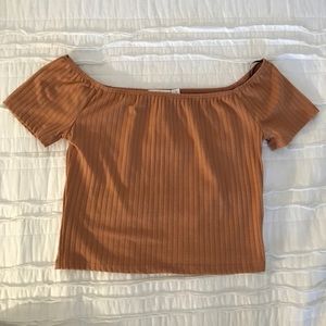 Off the shoulder ribbed crop top