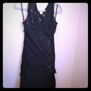 BCBGMAXAZRIA black silk beaded dress