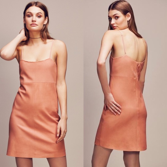 NWT Free People Shell Pink Leather Mini Dress - Picture 4 of 8
