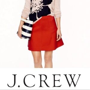 J. Crew Red Fluted Skirt in Double Crepe