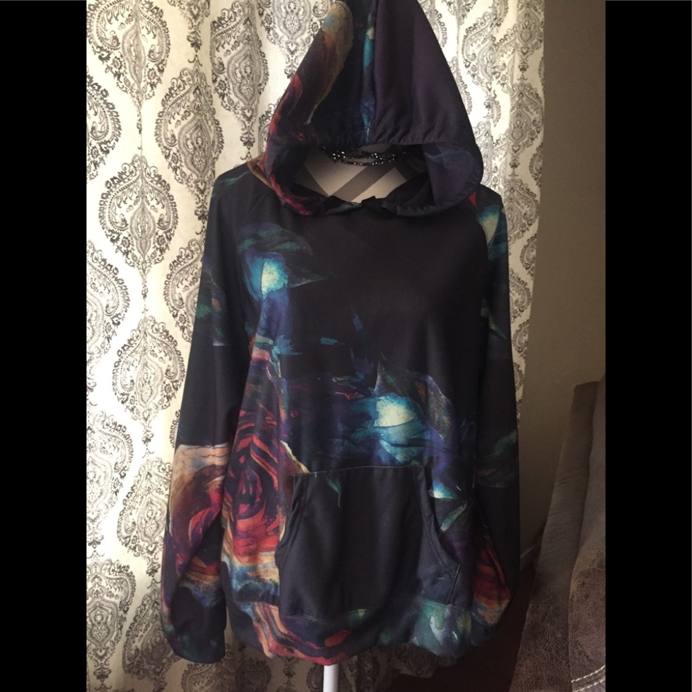 Charcoal Floral Hoodie