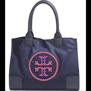 Tory Burch Mini Ella Beaded Tote in Navy