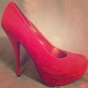 Red Suede Pumps