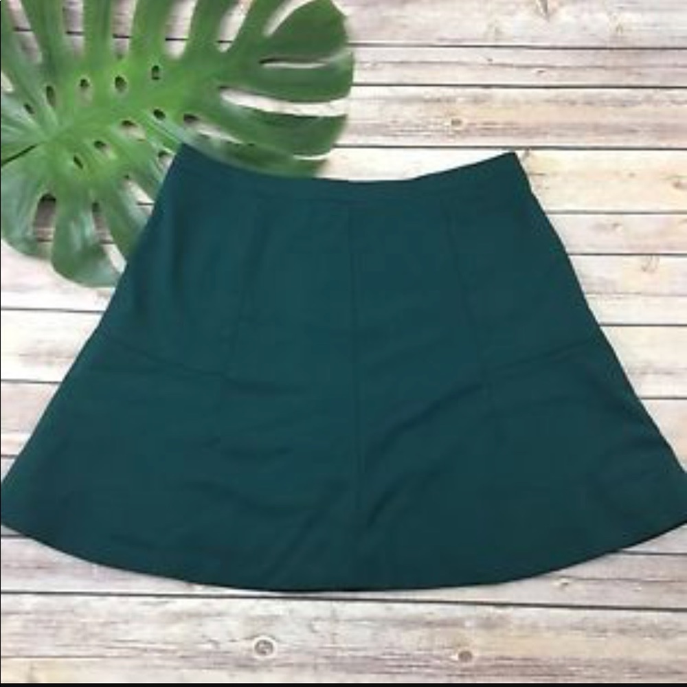 J. Crew Forest Green Fluted Skirt In Double Crepe