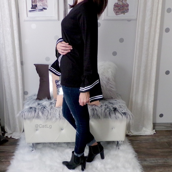 Last 1✨Bell Sleeve Top Black Dressy Tops - Picture 4 of 8