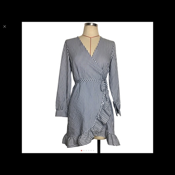 ❤️NEW💕casual striped wrap dress black and white - Picture 2 of 5