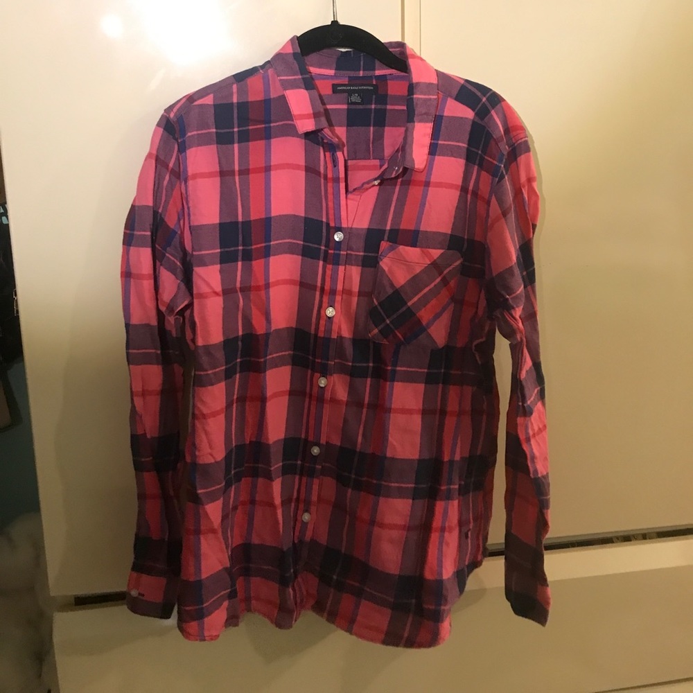 A pink plaid flannel