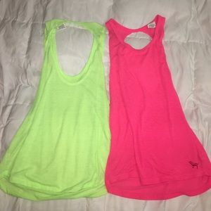 Two VS Pink twisted back tank tops