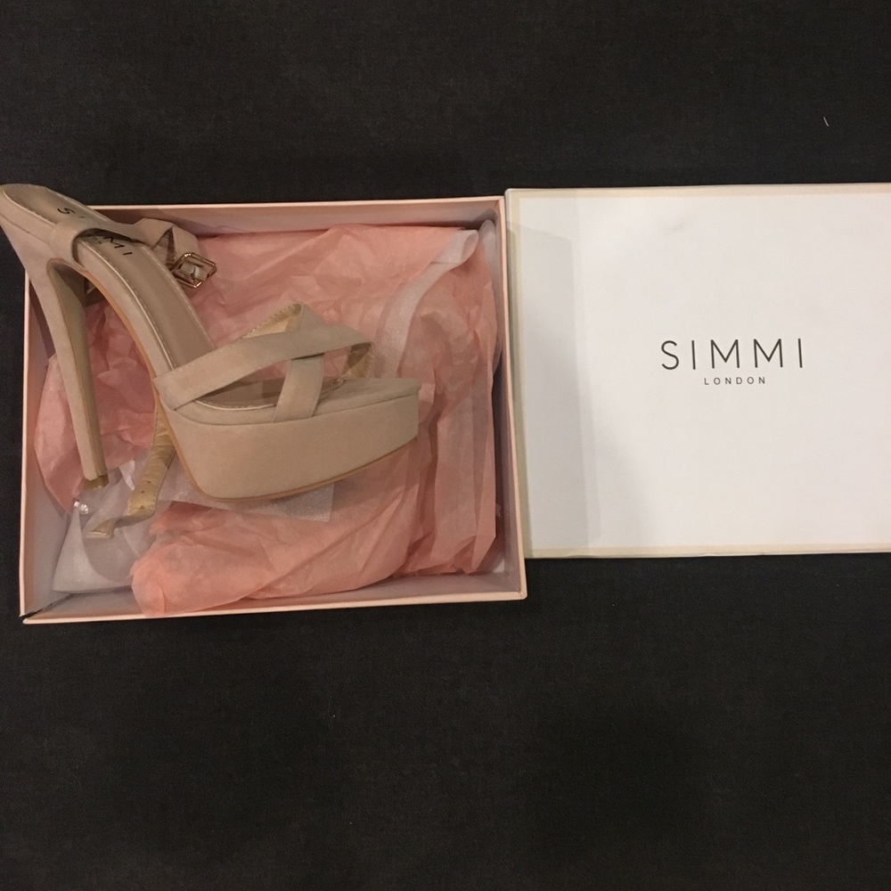 Simmi Madison Suede Nude Platform heels