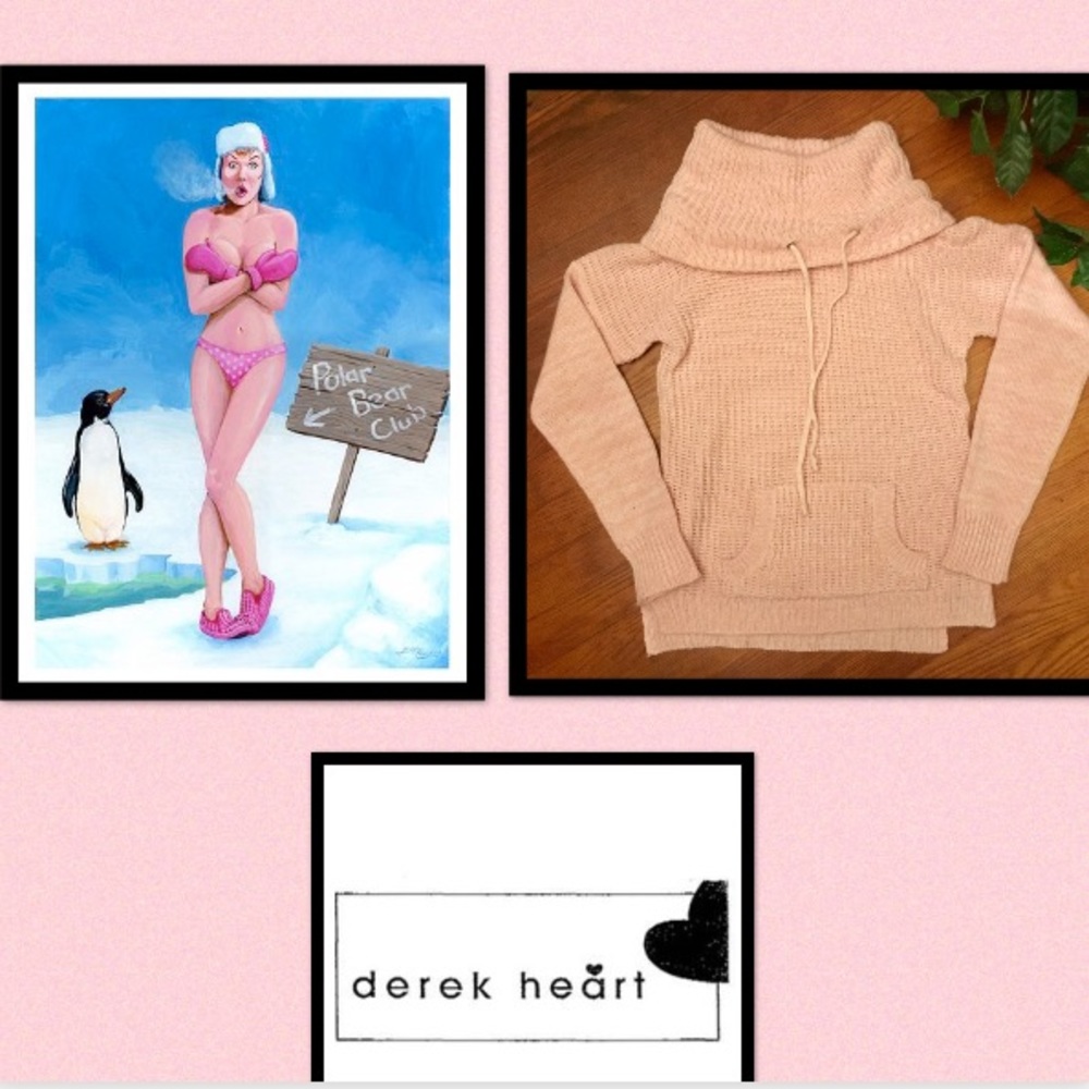 DEREK HEART •Pink & White Cable Knit - Picture 1 of 5