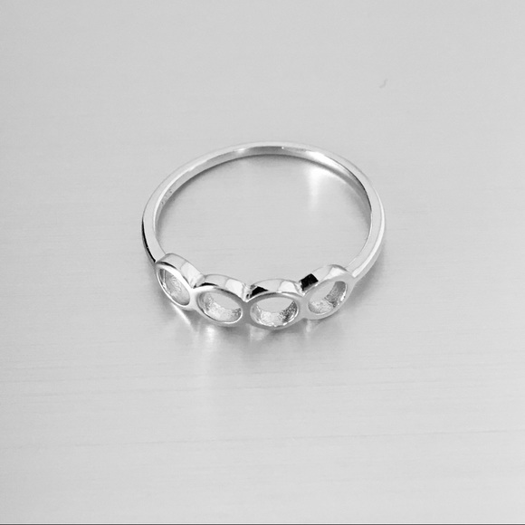 Sterling Silver Four Small Open Circle Ring, Eternity Circles, Circle of Life - Picture 3 of 5