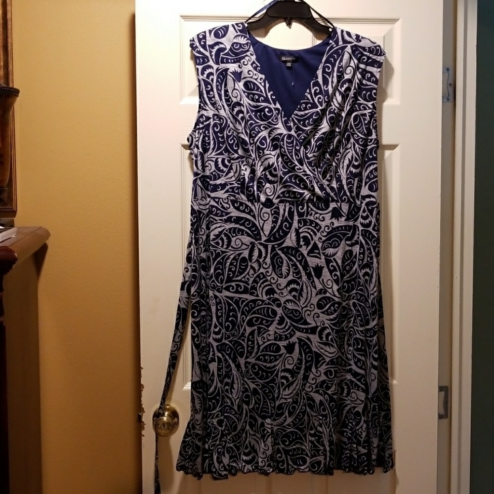 Glamour brand faux-wrap dress with tie belt
