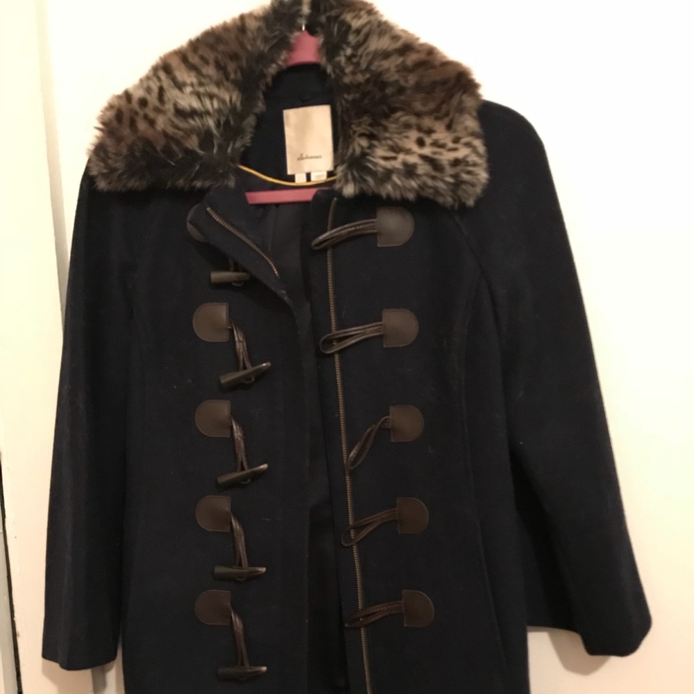 Anthropologie Leopard Melton Wool Coat
