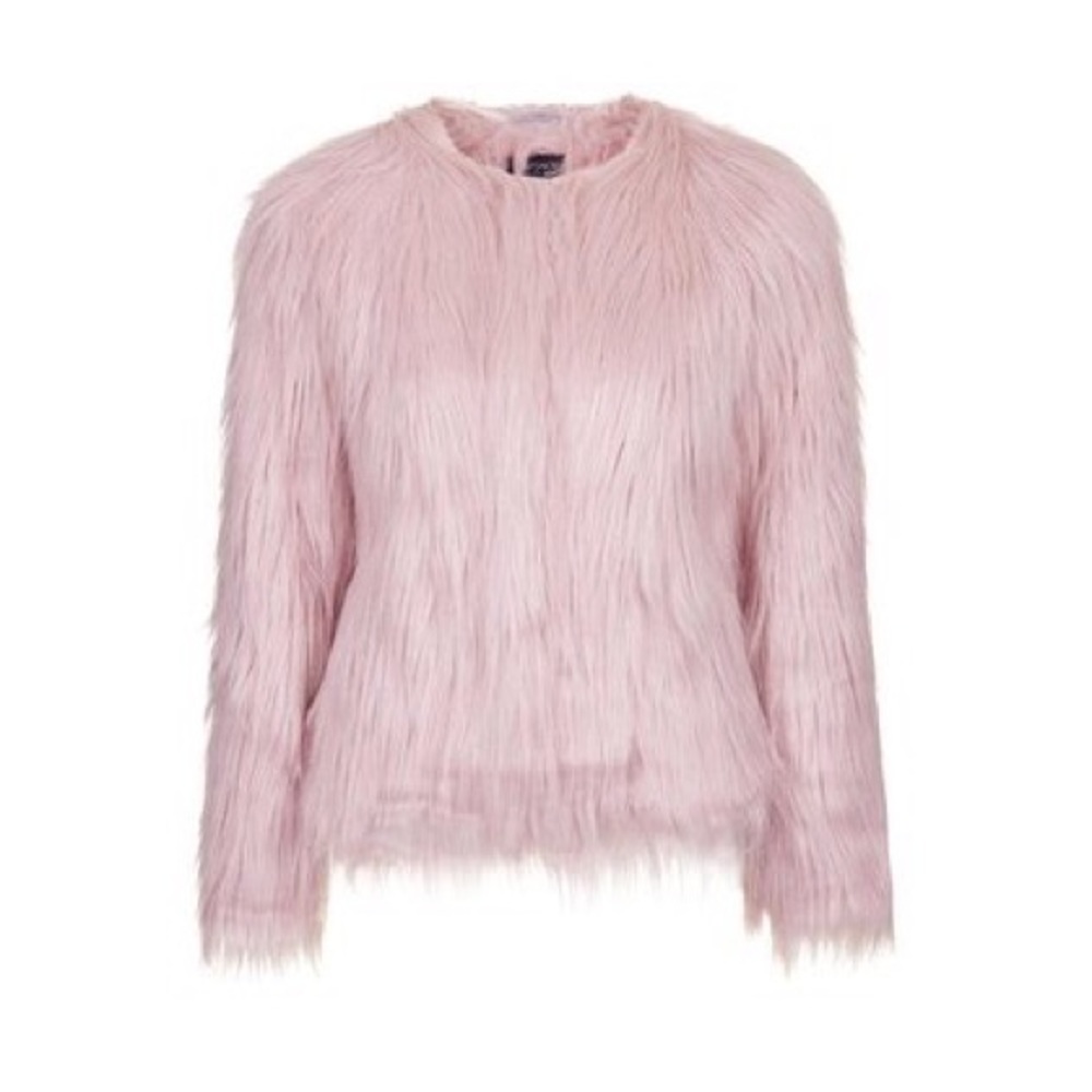 Topshop faux fur coat jacket pink
