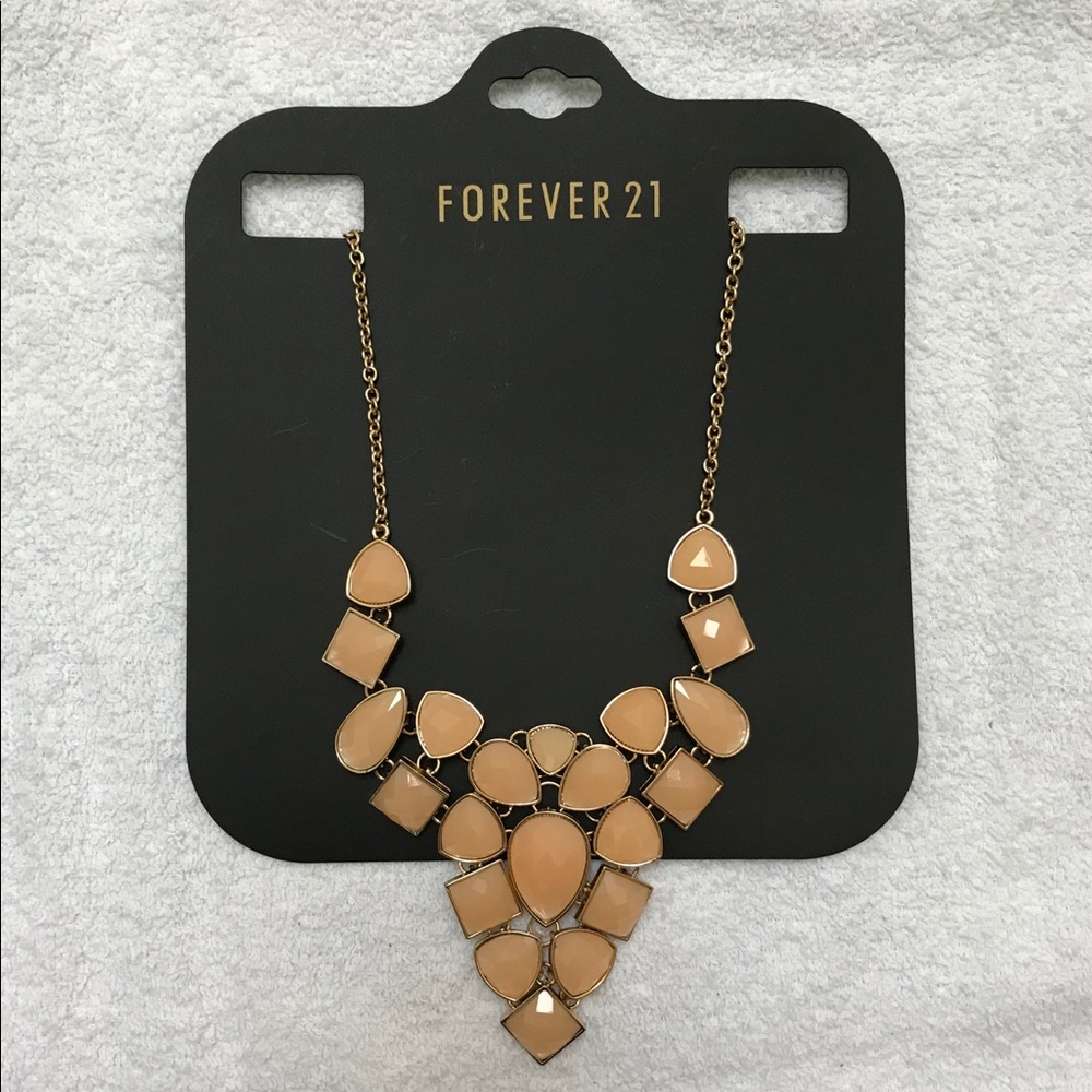 Forever 21 Jeweled Necklace - Peach