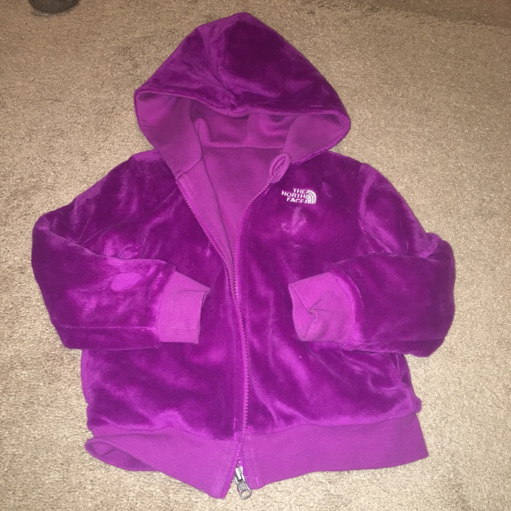 Authentic north face girls purple reversible zipup
