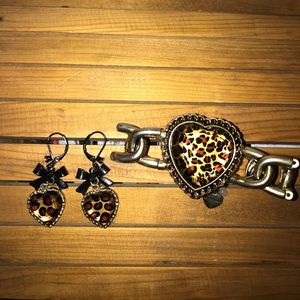 Betsey Johnson earrings and Bracelet