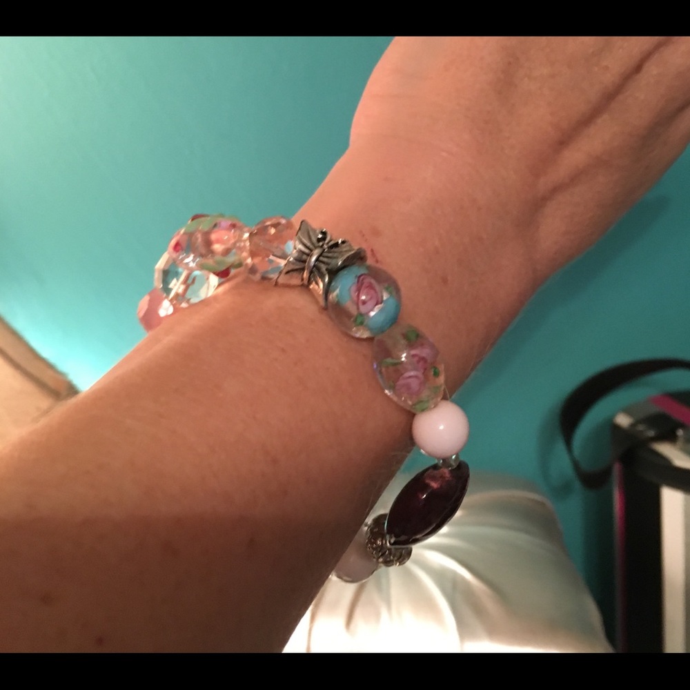 Handmade Stretch Glass Beaded Bracelet