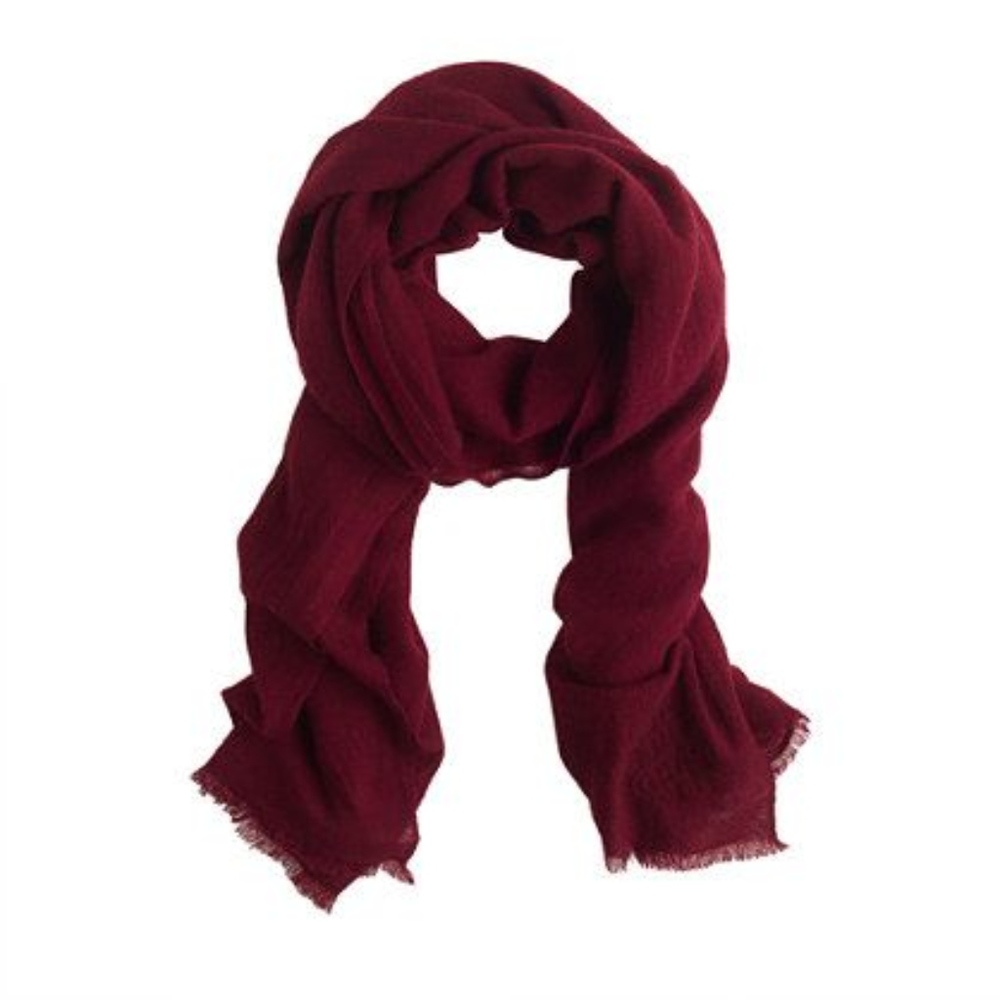 J Crew Fibre Tibet Gauze Cashmere Scarf in Oxblood
