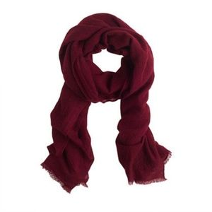 J Crew Fibre Tibet Gauze Cashmere Scarf in Oxblood