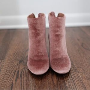 Blush velvet booties