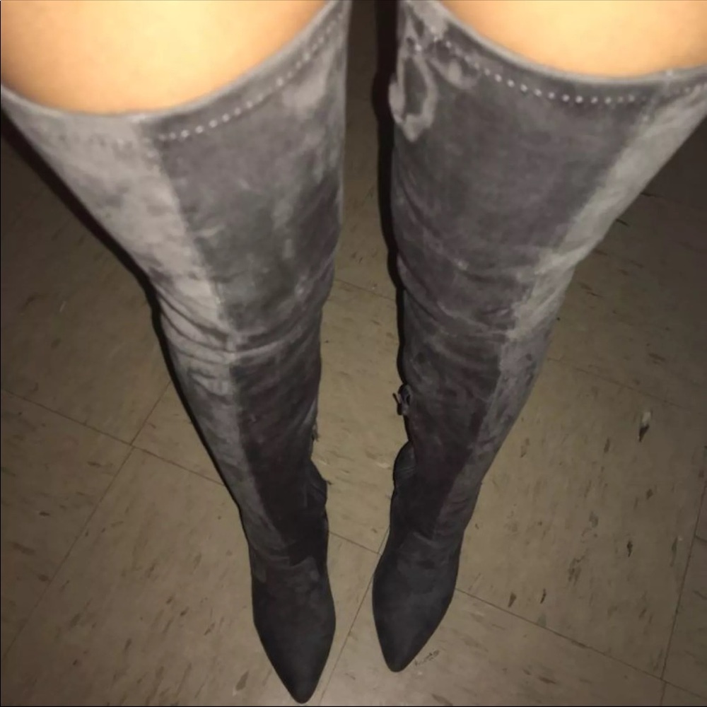 Gray Thigh boots