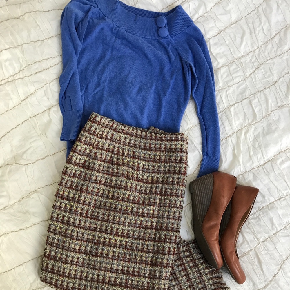 Retro style skirt in brown and cream size 8