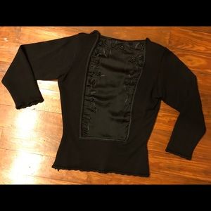 Zang Toi Silk/Cashmere/Wool Embroidered Sweater