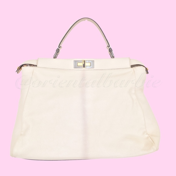 ❤️ VINTAGE FENDI PEEKABOO PYTHON OMBRE IVORY SUEDE LEATHER LEOPARD FUR LINING - Picture 1 of 7