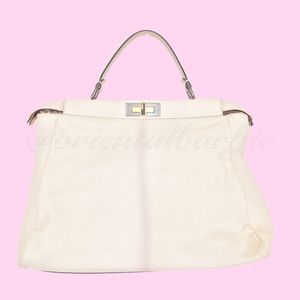 ❤️ VINTAGE FENDI PEEKABOO PYTHON OMBRE IVORY SUEDE LEATHER LEOPARD FUR LINING