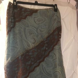 Anthropologie silk and lace slip skirt- lg