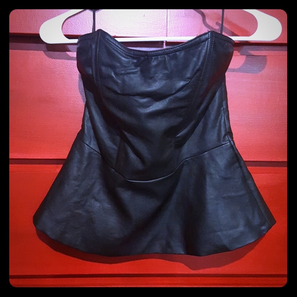 Express leather strapless top