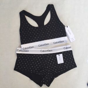 Calvin Klein Black & White Bralette & Boyshort Set