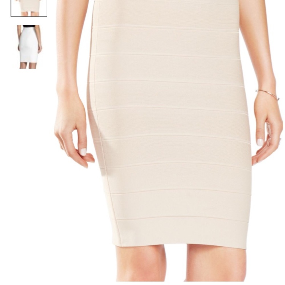 Bcbgmaxazria pink knitted mid length skirt