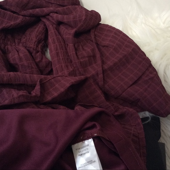 SALE Bell Sleeve Dress Burgundy Check Fall Dress - Picture 5 of 5