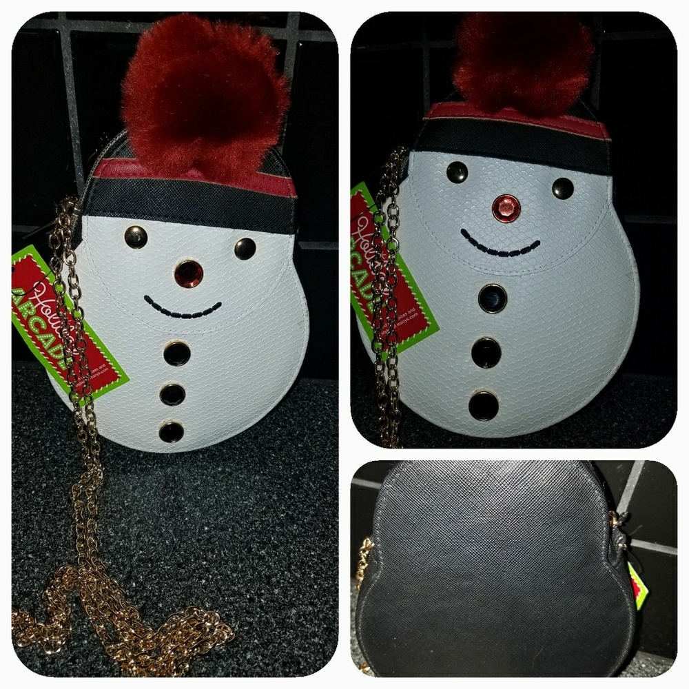 Snowman Jeweled Chain Crossbody Bag
