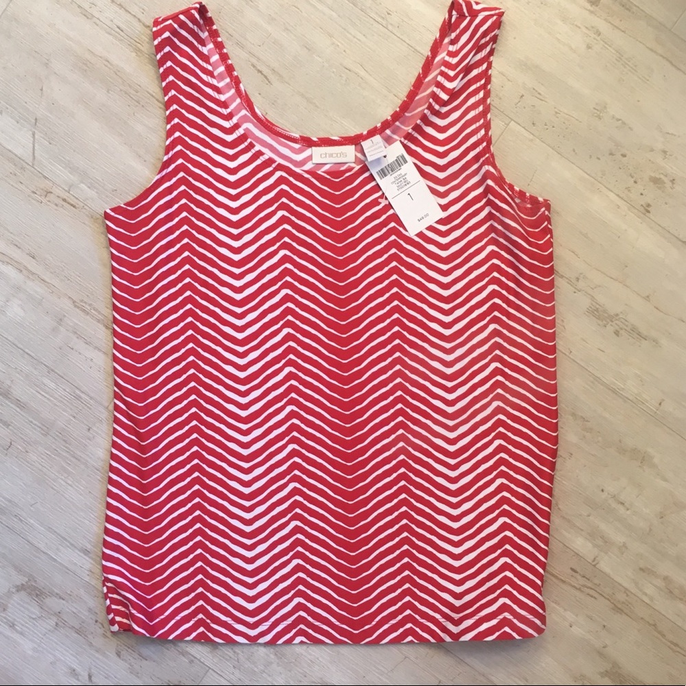 NWT Chico’s red zig zag print tank