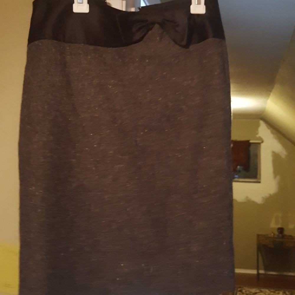 Wool type and satin pencil skirt