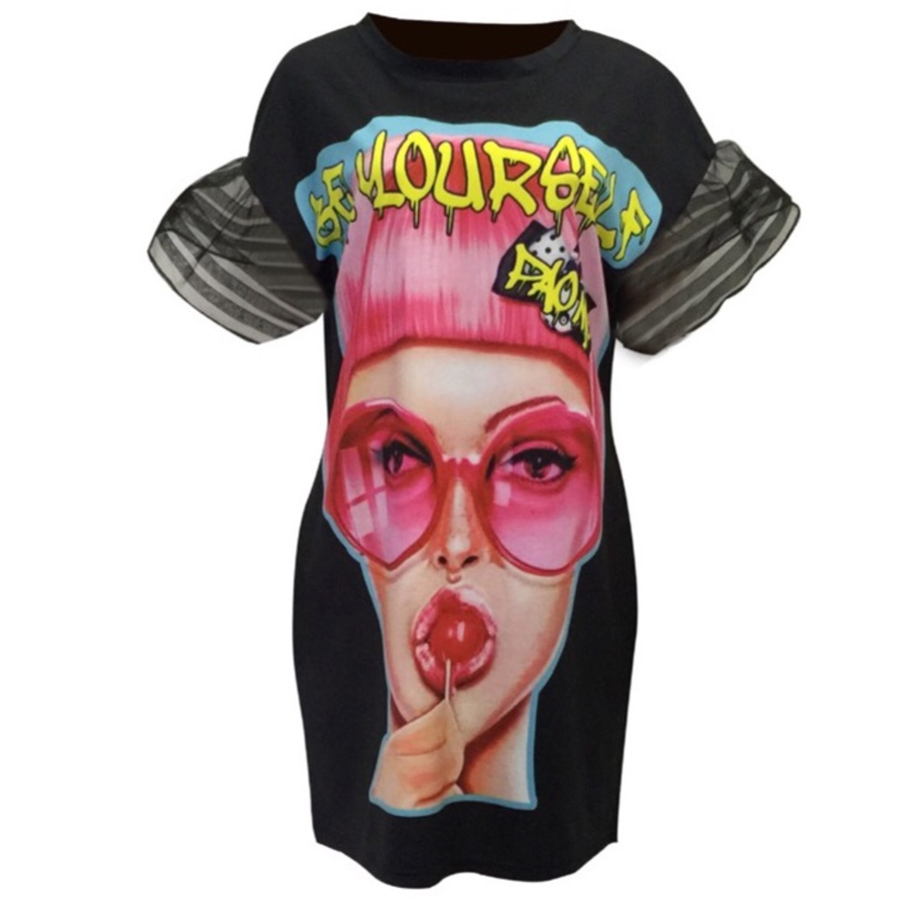 “Giving Face” Printed Dress...Color: Black