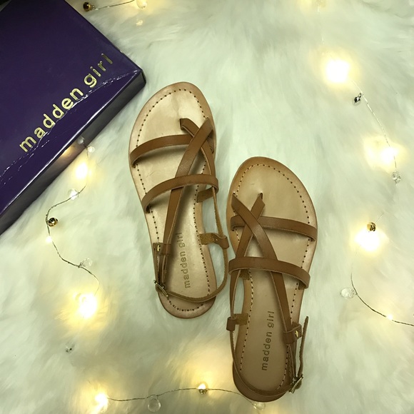 MADDEN GIRL LUDO COGNAC BROWN SANDALS - Picture 2 of 8