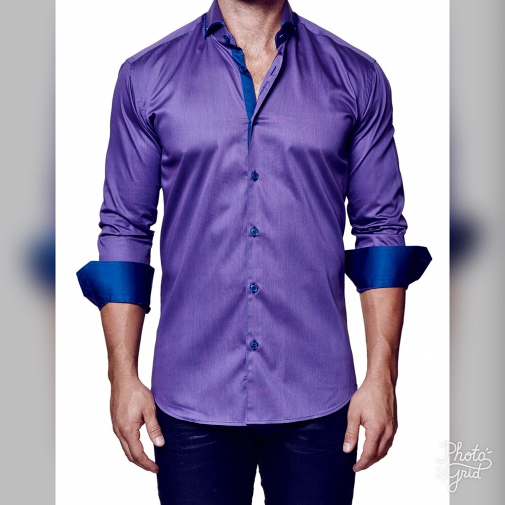 Maceoo Purple Long Sleeve Button Down Shirt