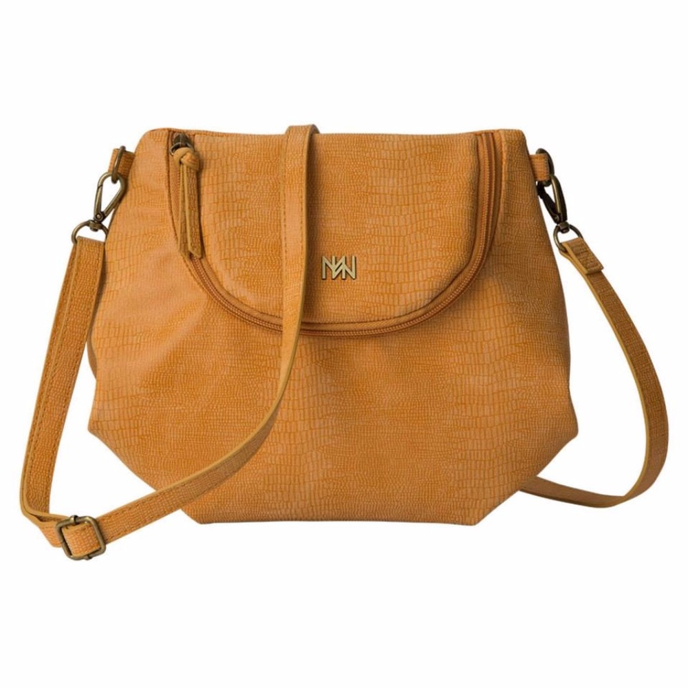 Faux ultra-suede, w faint lizard Hip Bag - Pumpkin
