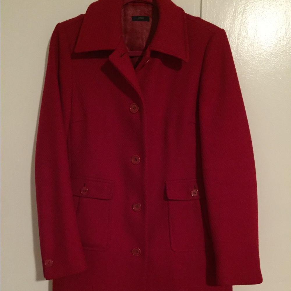 Red J Crew long winter coat size 6