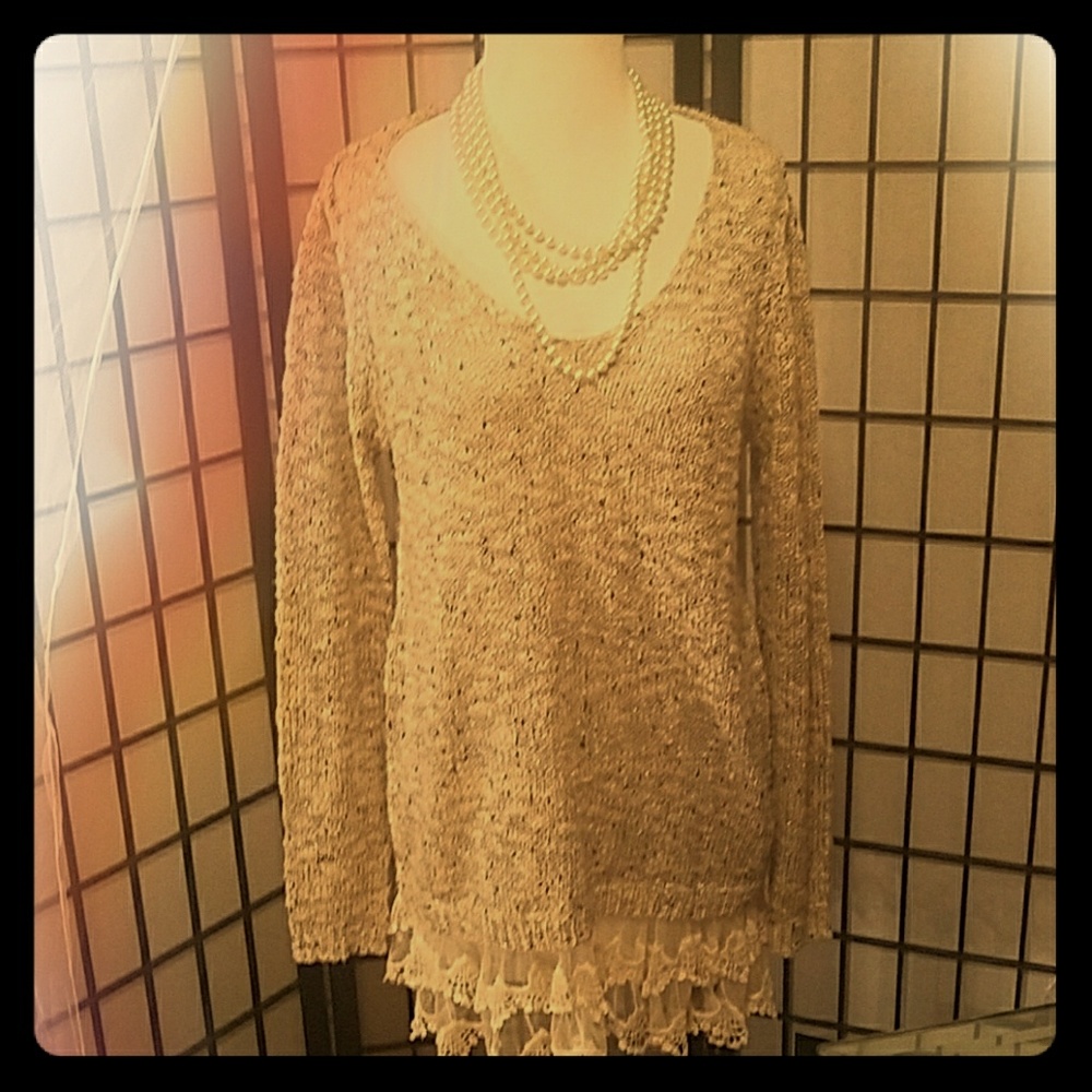 Lace lined sweater