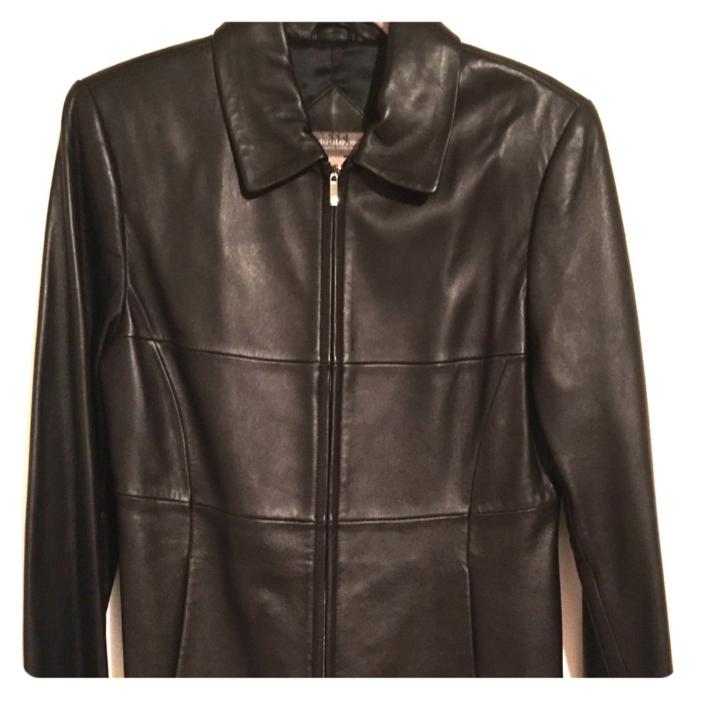 Black leather jacket size small