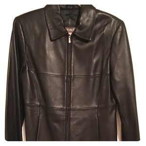 Black leather jacket size small